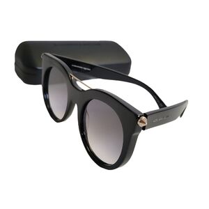 ALEXANDER MCQUEEN Oversized Black  Sunglasses Silver Metal Accent